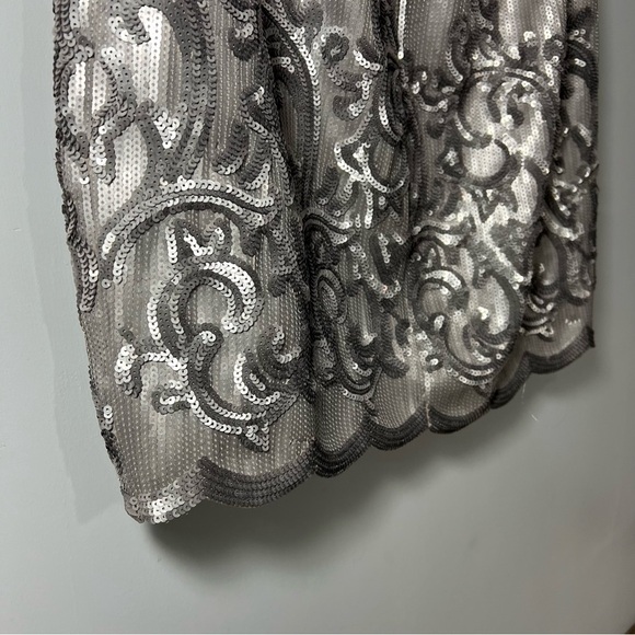 BCBGMaxAzria silver backless cocktail dress open back formal sexy gown birthday - Picture 9 of 13